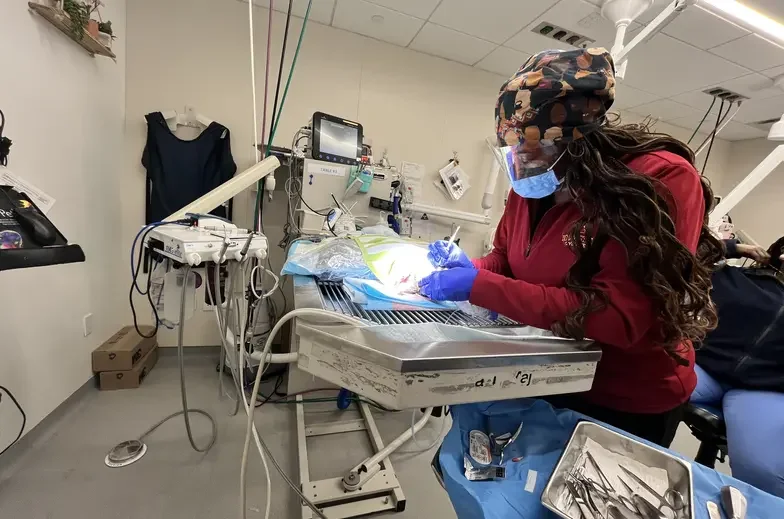 Medical staff performing surgery 
