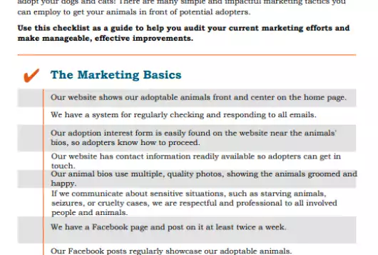 screenshot of cover of marketing checklist