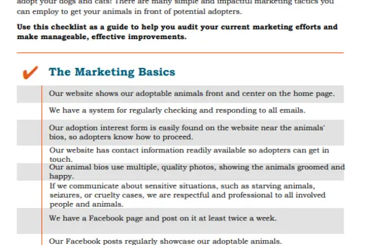 screenshot of cover of marketing checklist