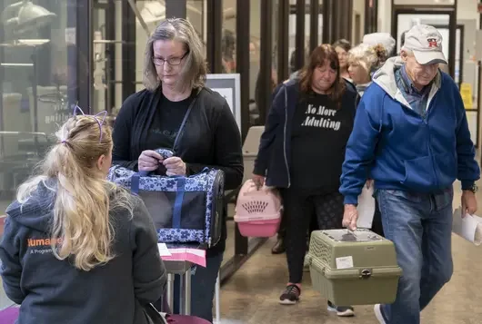 Clients check in during a neuter-a-thon